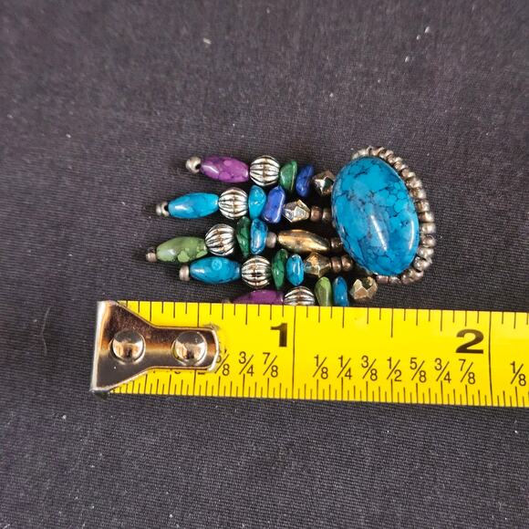 Vintage Turquoise Beaded Earrings Southwestern Dangle - Picture 5 of 6